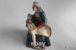 Ancienne Sculpture bois polychrome Pieta Vierge de Piété (72880)