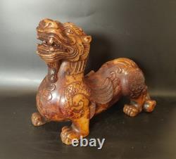 Ancienne Sculpture en Pierre Chine Chien De Fo Chimère Dragon Chinese