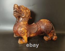 Ancienne Sculpture en Pierre Chine Chien De Fo Chimère Dragon Chinese