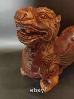 Ancienne Sculpture en Pierre Chine Chien De Fo Chimère Dragon Chinese
