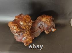 Ancienne Sculpture en Pierre Chine Chien De Fo Chimère Dragon Chinese