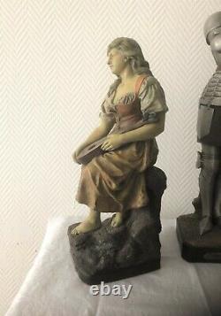 Ancienne Sculpture en Terre Cuite MIGNON signée LE GULUCHE & HANNE Statue 40 cm
