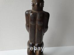 Ancienne Sculpture en bois Homme Debout Boulé Côte d'Ivoire Art Africain tribal