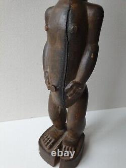 Ancienne Sculpture en bois Homme Debout Boulé Côte d'Ivoire Art Africain tribal
