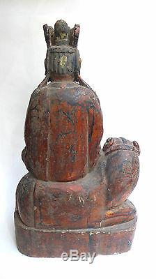 Ancienne Sculpture en bois doré SAMANTABHADRA BHODHISSATVA 19ème INDOCHINE