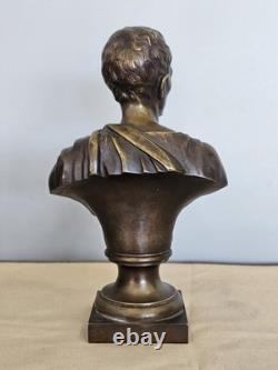 Ancienne Scuplture Buste Jules César Bronze Signée Moreau Mathurin Hors Concours