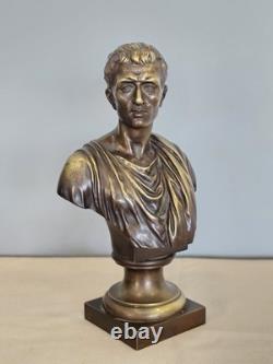 Ancienne Scuplture Buste Jules César Bronze Signée Moreau Mathurin Hors Concours