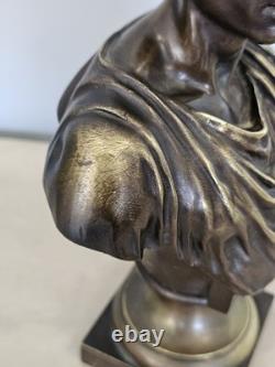 Ancienne Scuplture Buste Jules César Bronze Signée Moreau Mathurin Hors Concours