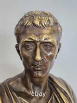 Ancienne Scuplture Buste Jules César Bronze Signée Moreau Mathurin Hors Concours