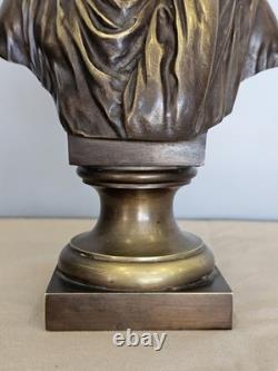 Ancienne Scuplture Buste Jules César Bronze Signée Moreau Mathurin Hors Concours