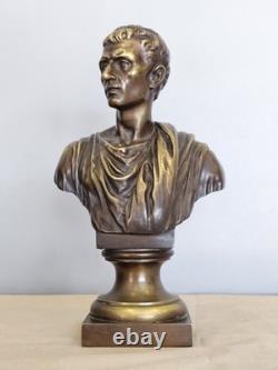 Ancienne Scuplture Buste Jules César Bronze Signée Moreau Mathurin Hors Concours