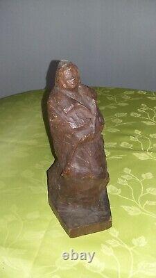 Ancienne Statue Bois Sculptee Personnage Femme Vintage Hauteur 26 CM Decoration