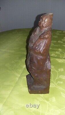Ancienne Statue Bois Sculptee Personnage Femme Vintage Hauteur 26 CM Decoration