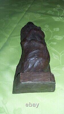 Ancienne Statue Bois Sculptee Personnage Femme Vintage Hauteur 26 CM Decoration
