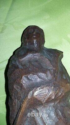 Ancienne Statue Bois Sculptee Personnage Femme Vintage Hauteur 26 CM Decoration