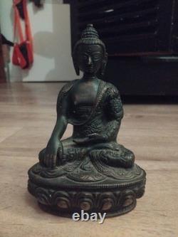 Ancienne Statue Bouddha Bronze H 20 cm Sculpture Creuse Art Asiatique Zen