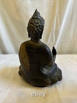 Ancienne Statue Bouddha Bronze H 23,5 cm Sculpture Creuse Art Asiatique Zen