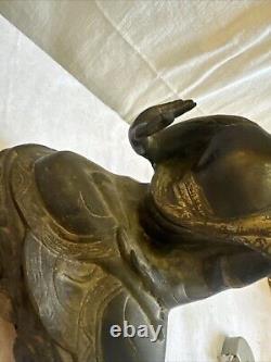 Ancienne Statue Bouddha Bronze H 23,5 cm Sculpture Creuse Art Asiatique Zen