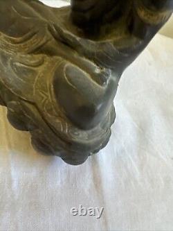 Ancienne Statue Bouddha Bronze H 23,5 cm Sculpture Creuse Art Asiatique Zen
