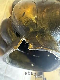 Ancienne Statue Bouddha Bronze H 23,5 cm Sculpture Creuse Art Asiatique Zen