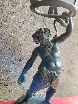 Ancienne Statue, Bronze Antique, Silene, Dieu Grec, Xixeme, Napoleon Iii, Old