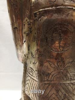 Ancienne Statue Bronze Argenté Sage ou Dignitaire chinois