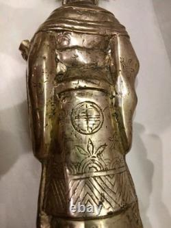 Ancienne Statue Bronze Argenté Sage ou Dignitaire chinois