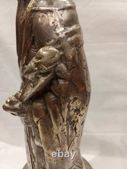 Ancienne Statue Bronze Argenté Sage ou Dignitaire chinois Ancienne Statue Bronze Argenté Sage ou Dignitaire chinois