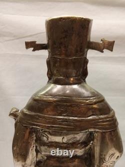 Ancienne Statue Bronze Argenté Sage ou Dignitaire chinois