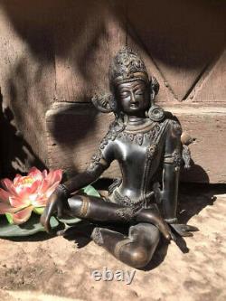 Ancienne Statue Bronze de Indra Népal 24cm ShivaBouddhaIndeYogaDieuDéesse