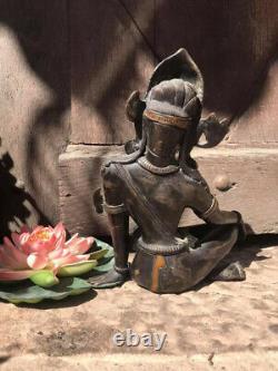 Ancienne Statue Bronze de Indra Népal 24cm ShivaBouddhaIndeYogaDieuDéesse