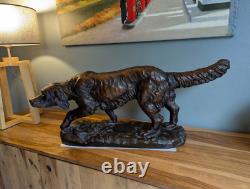 Ancienne Statue Chien Terre cuite Grand chien à l'arrêt signé Capaldo