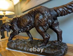 Ancienne Statue Chien Terre cuite Grand chien à l'arrêt signé Capaldo