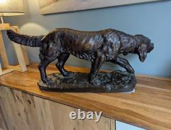 Ancienne Statue Chien Terre cuite Grand chien à l'arrêt signé Capaldo