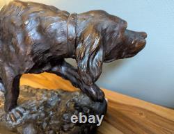 Ancienne Statue Chien Terre cuite Grand chien à l'arrêt signé Capaldo