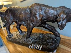 Ancienne Statue Chien Terre cuite Grand chien à l'arrêt signé Capaldo