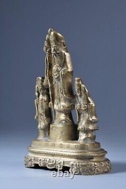 Ancienne Statue Chine groupe bronze antique chinese brass sculpture god longevit