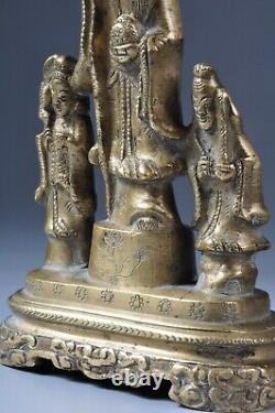 Ancienne Statue Chine groupe bronze antique chinese brass sculpture god longevit