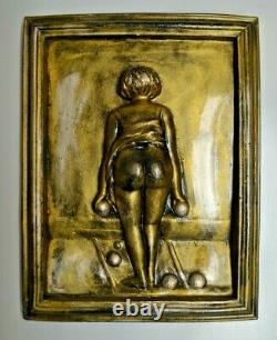 Ancienne Statue De Platre Femme Fesse De Fanny Boule De Petanque Couleur Bronze