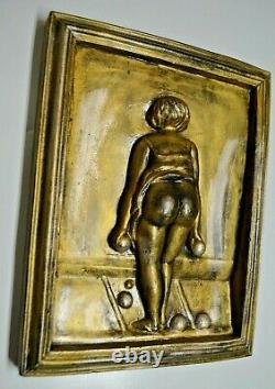 Ancienne Statue De Platre Femme Fesse De Fanny Boule De Petanque Couleur Bronze