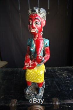Ancienne Statue Maternité Colon Art Tribal Ethnique Afrique Côte Divoire 48 CM