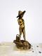 Ancienne Statue R&eacute;gule Dor&eacute; P&ecirc;cheur Napolitain Sign&eacute; G Varlese Socle Marbre