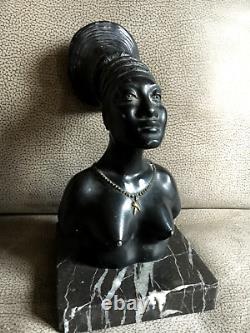 Ancienne Statue Regule Femme Mangbetu Croisière Noire
