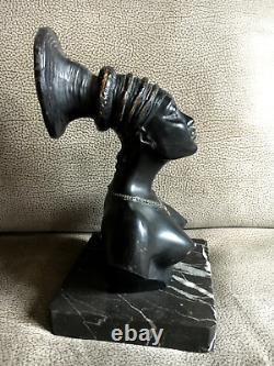 Ancienne Statue Regule Femme Mangbetu Croisière Noire