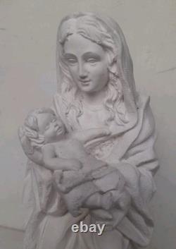 Ancienne Statue Religieuse Sainte Vierge Jésus Christ Sculpture ex voto (1)