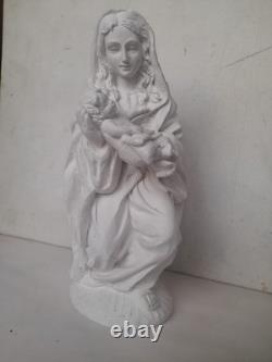 Ancienne Statue Religieuse Sainte Vierge Jésus Christ Sculpture ex voto (1)