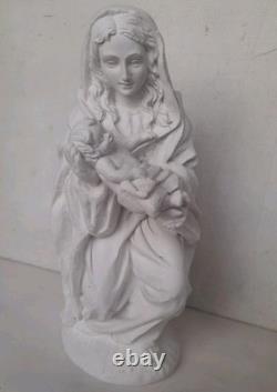 Ancienne Statue Religieuse Sainte Vierge Jésus Christ Sculpture ex voto (1)