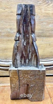 Ancienne Statue Religieuse Vierge A L'enfant En Majeste Bois XIX Art Populaire
