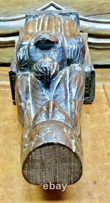 Ancienne Statue Religieuse Vierge A L'enfant En Majeste Bois XIX Art Populaire