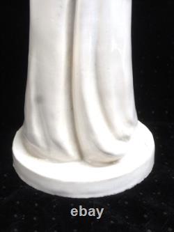 Ancienne Statue Religieuse Vierge A L'enfant Terre Cuite Vernisse Craquelée
